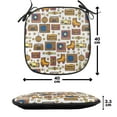 thumbnail image 4 of 90s Chair Seating Cushion Set of 4, 90s Theme with Old Style House Devices Roller Skate Shoes Fun Dance Style Retro Pattern, Seat Pads for Office with Anti-slip Backing, 16"x16", Mustard, by Ambesonne, 4 of 7