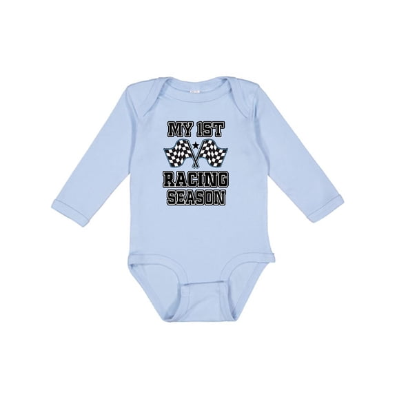 Inktastic My 1st Racing Season Checkered Flags Boys Long Sleeve Baby Bodysuit