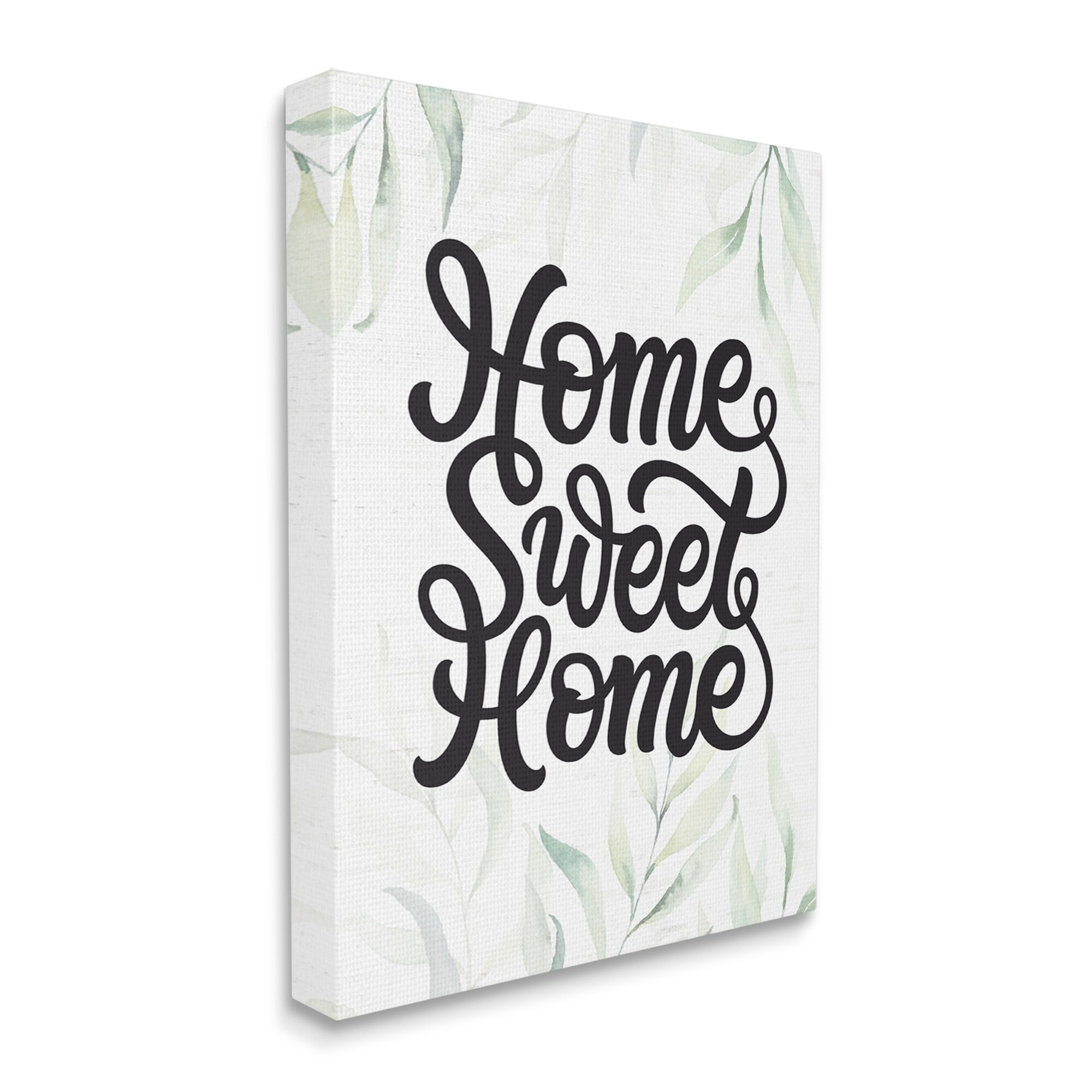 Stupell Industries Sweet Home Bold Retro Calligraphy Plant Leaves Graphic Art Gallery Wrapped Canvas Print Wall Art, Design by Lettered and Lined