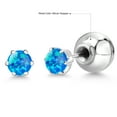 thumbnail image 6 of Gem Stone King Platinum Blue Opal Stud Earrings for Women Men (0.50 Cttw, Gemstone October Birthstone, Round Cabochon 4MM), 6 of 6
