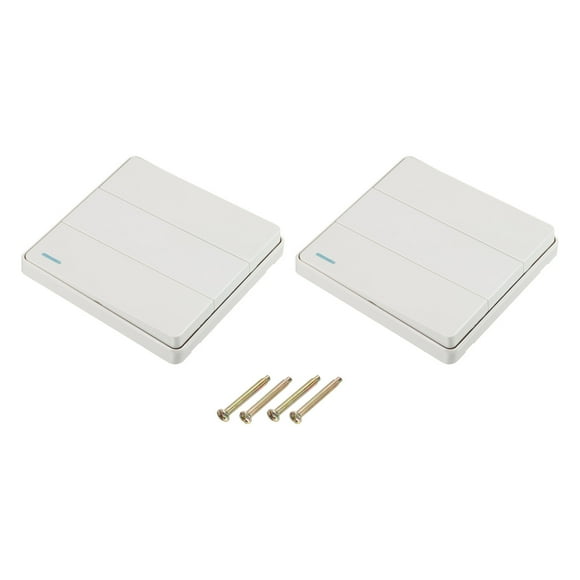 Unique Bargains Light Switch Wall Push Button 3 Gang 2 Way White 250V 10A 86mmx86mm Pack of 2