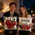 thumbnail image 5 of Valentine's Day Love Heart Throw Pillow Cover Set of 4, 18 x 18 Inch Red Soft Plush Faux Fur Jacquard Anniversary Wedding Cushion Case Decoration for Sofa Couch, 5 of 8
