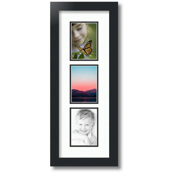 ArtToFrames Collage Photo Picture Frame with 3 - 3.5x5 Openings, Framed in Black with Super White and Black Mats (CDM-3926-73)