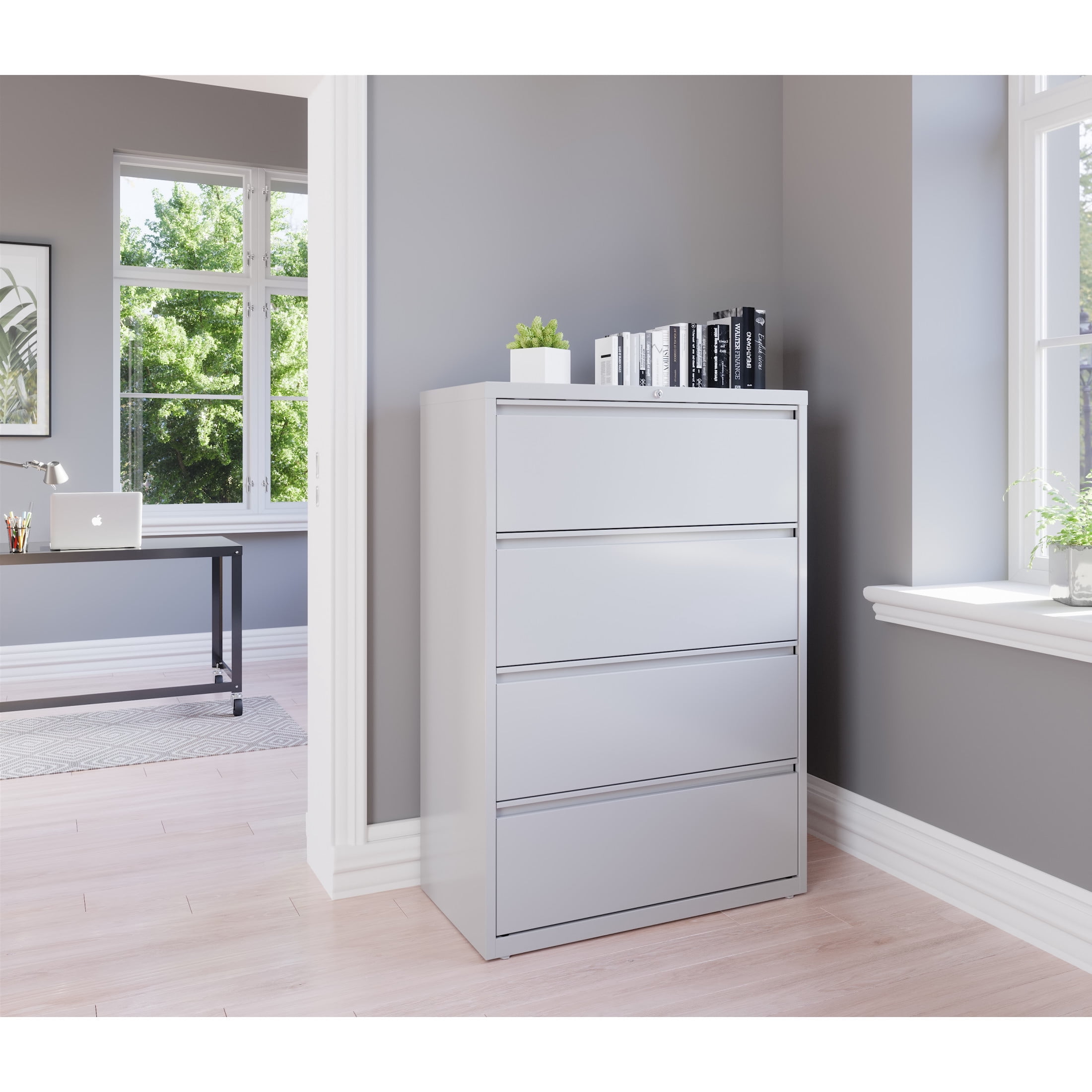 Hirsh 36 Inch Wide 4 Drawer Metal Lateral File Cabinet for Home and Office, Holds Letter, Legal and A4 Hanging Folders, Gray