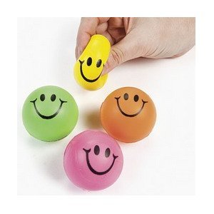 Fun Express Neon Smile Face Stress Balls Set Of 4 Brand New