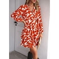 thumbnail image 3 of Minimalist Floral Print Surplice Tiered Dress Above Knee Length Brown Large, 3 of 5