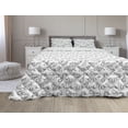 thumbnail image 1 of Dragon Comforter & Sham Bedding Set, Repetitive and Long Motifs Cultural Representative Art Print, 3 pcs Duvet Set Microfiber Filling Quilt, 5 Sizes, Charcoal Grey and White, by Ambesonne, 1 of 4