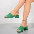 thumbnail image 4 of Bkhluea Women Knit Mesh Block Heel Slide Sandals Breathable Comfortable Footwear For Casual Office Outdoor Daily Activities, 4 of 7