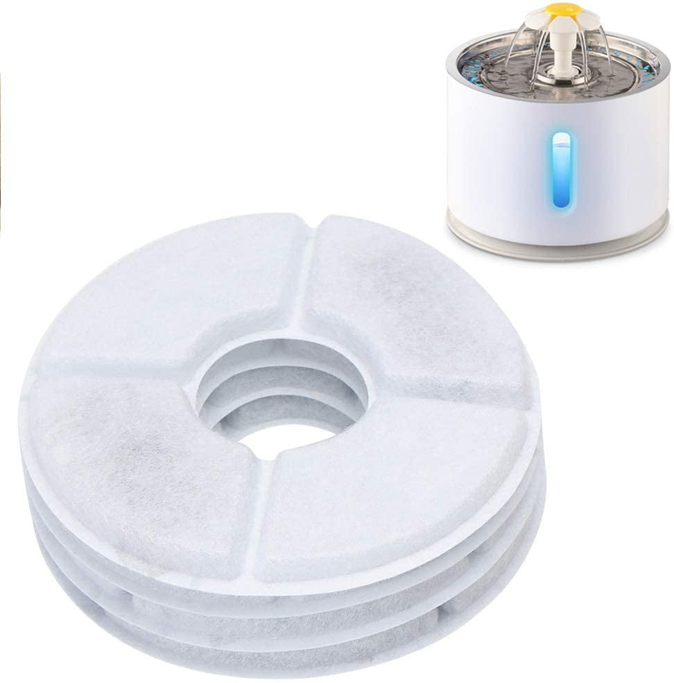 4PCS Replacement Fountain Filters for 2.4L Round Water Fountain Automatic Pet Fountain Filters