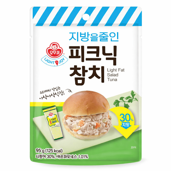 Light Fat Korean Tuna Salad Pouch, Ready to Eat Protein Lunch, Low Fat Tuna with Vegetables, Picnic Sandwich Filling, 95g (3.35 oz)