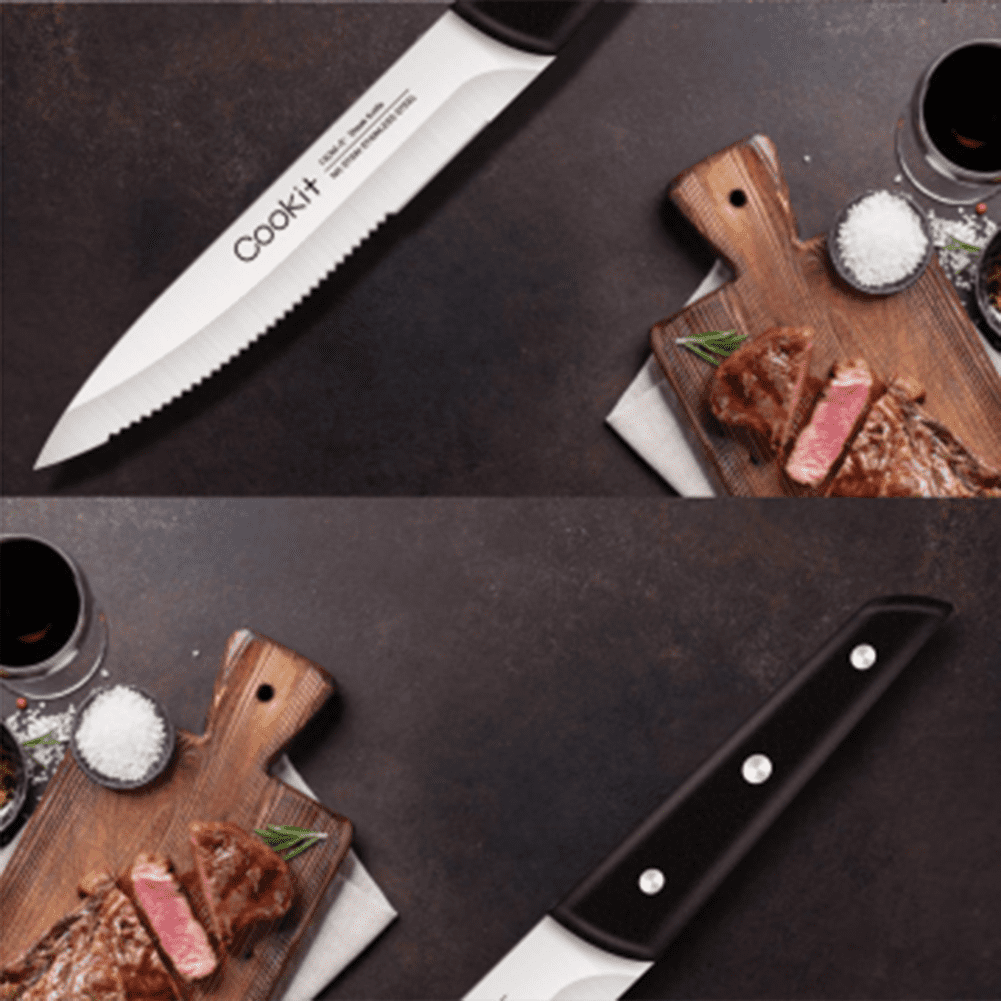 Kepooman 8-Piece Steak Knife Set, Stainless Steel Serrated Steak Knife Dinner Knife for Home, Black Kepooman 8-Piece Steak Knife Set, Stainless Steel Serrated Steak Knife Dinner Knife for Home, Black