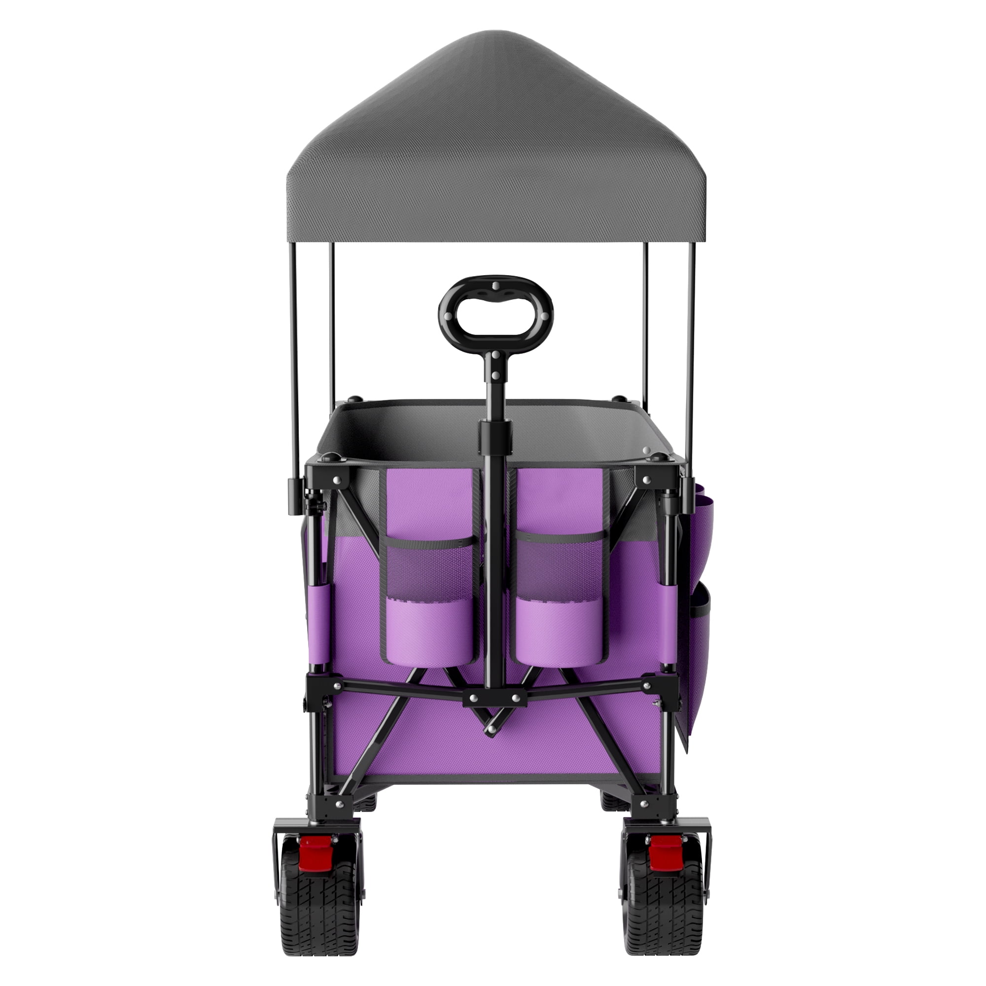Foldable Utility Wagon with Canopy Awning 520 lbs Capacity All-Terrain Wheels Beach Camping Cart