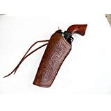 Cross Draw Gun Holster - 22 Cal. - Brown - Left Hand - Tooled Leather - 6
