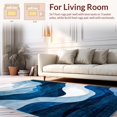 thumbnail image 2 of ODIKA 6'x9' Machine Washable Non-Slip Area Rug, Contemporary Fluid Lines with Dynamic Indigo Swirls and Contrasts High Traffic Rug, Blue, 217664, 2 of 7