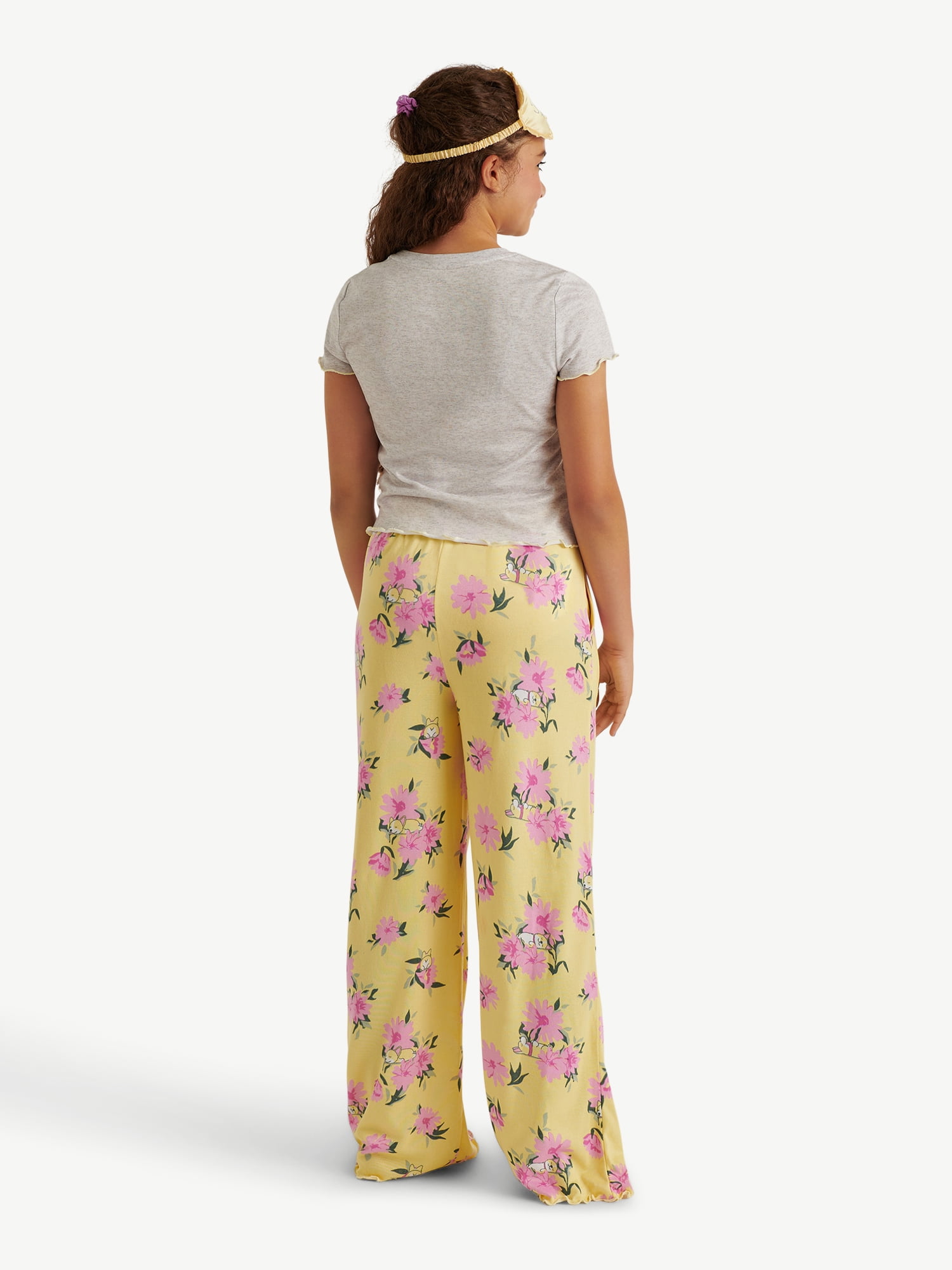 Justice Girls Short Sleeve Tee, Pants and Eye Mask Pajama Set, 3-Piece, Sizes 5-18
