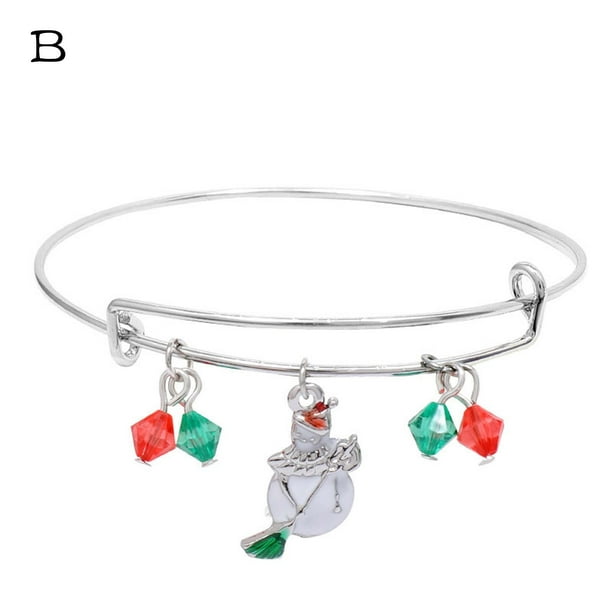Pulsera para mujer, regalo de Navidad, pulsera de cristal expandible de Papá Noel para niñas y mujeres, ideal para Acción de Gracias, pulsera de moda.