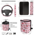 thumbnail image 4 of Jeiento Pink Strawberry Car Seat Cover Set with Auto Steering Wheel Cover Seat Belt Strap Pads Cup Holder Trash Bag Air Vent Storage Bag Keychain 12 PCS Interior Auto Accessory Decoration, 4 of 7