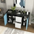 thumbnail image 5 of 47" Storage Cabinet with Doors and 2 Drawers, Modern Accent Cabinet with  2 Open Storage Compartment, Sideboard Buffet Cabinet for Kitchen, Dining Room, Blue, 5 of 9