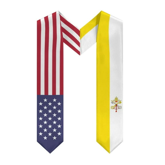 More design Graduation shawl Vatican City Flag & United States Flag Stole Sash Honor Study Aboard International Students