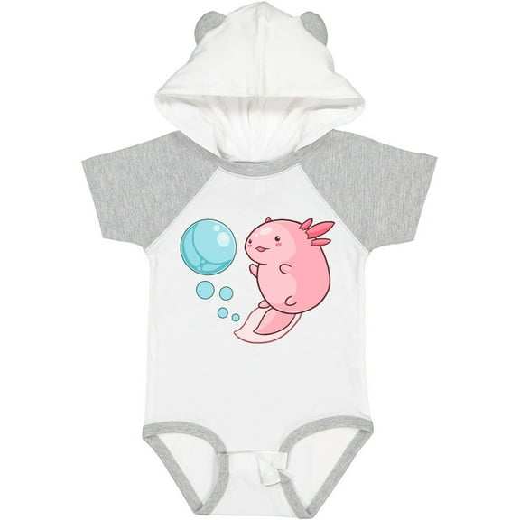 Inktastic Cute Axolotl and Bubbles in Heart Shape Boys or Girls Baby Bodysuit