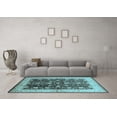 thumbnail image 3 of Ahgly Company Indoor Round Oriental Light Blue Traditional Area Rugs, 4' Round, 3 of 4