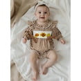 thumbnail image 5 of BemeyourBBs Baby Girl Thanksgiving Romper Embroideried Plaid Long Sleeve Jumpsuit, 5 of 9