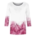 thumbnail image 4 of Nrmvnmi Womens 3/4 Sleeve Tops Crewneck Casual Shirts 2024 Fall Fashion Cute Shirts Foral Print Casual Trendy Loose Tops Tees Blouse, 4 of 5