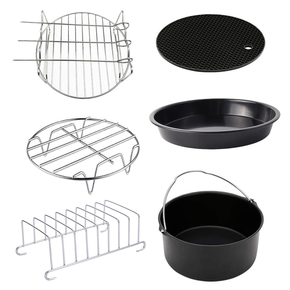 Air Fryer Accessories 8 Inch Fit For Airfryer 5.2-6.8qt Baking Basket Pizza  Plate Grill Pot Kitchen Cooking Tool For Party - Air Fryers - AliExpress