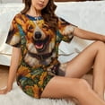 thumbnail image 4 of Pofeuu Artistic Sunflower Corgi Print Women's Pajama Set Short/Shorts Soft Button PJs Elastic Drawstring Waist Sleepwear-X-Large, 4 of 6