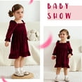 thumbnail image 3 of Younger Tree Christmas Dresses for Toddler Baby Girls Fall Winter Long Sleeve Velvet Dresses Princess Party Outfits Clothes for 12 Months - 6T, 3 of 8