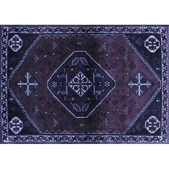 Ahgly Company Machine Washable Indoor Rectangle Persian Blue Traditional Area Rugs, 8' x 10'