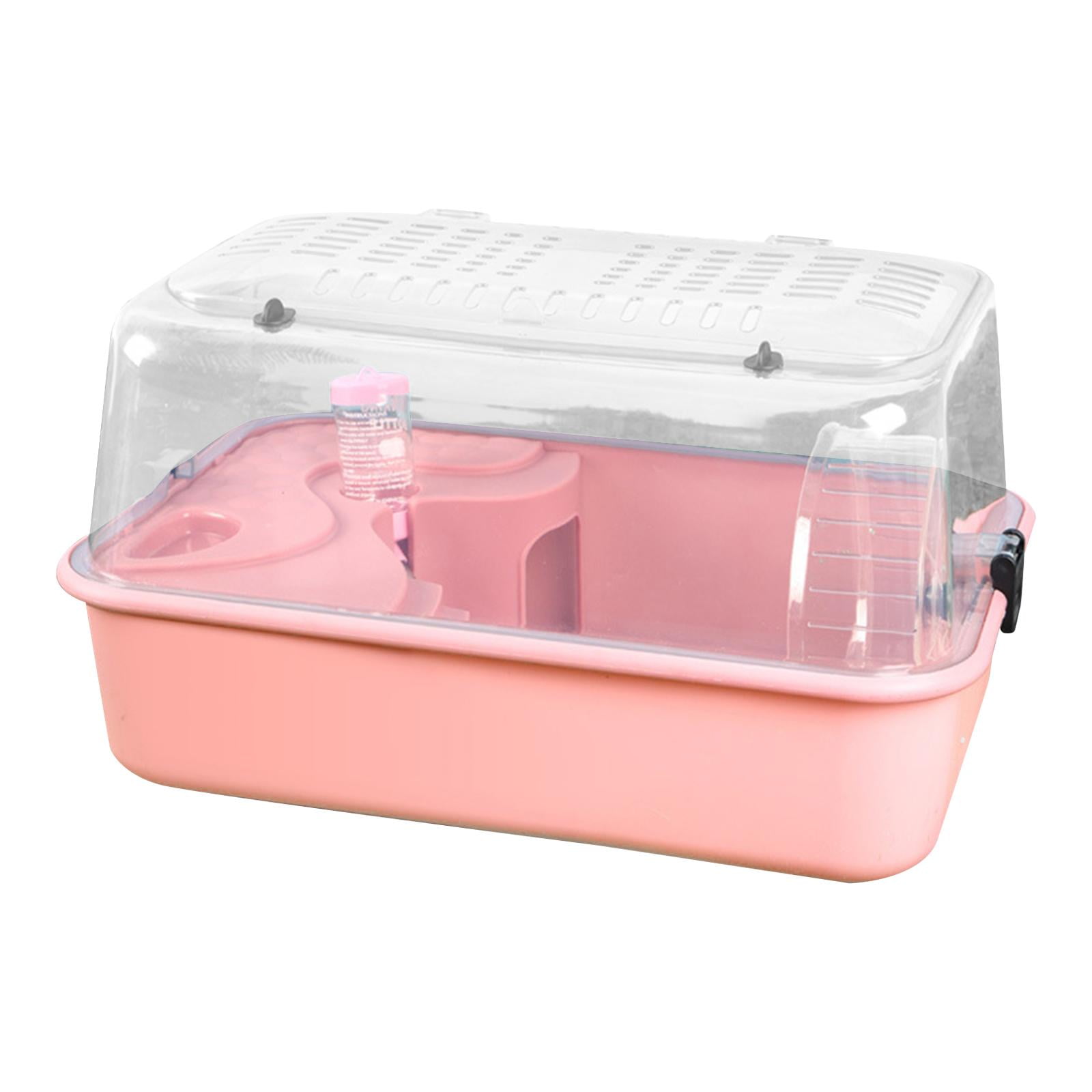 balikha Hamster Cage Run -out Carrier Sleep with Water Bottle Training Wheel Hamster Living Space Small Animal Cage for Mice Sugar Glider Pink