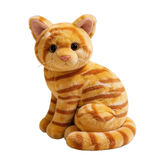 Orangide Sitting Cat Plush Toy, Tabby and Blue Cat Soothing Plush with Turned Head for Stress Relief Kids Gift - Soft Stuffed Animal for Toddlers