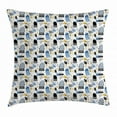 thumbnail image 1 of Doodle Throw Pillow Cushion Cover, Jellyfish in Contemporary Cartoon Starfish Coral Reef Underwater with Funny Design, Decorative Square Accent Pillow Case, 18 X 18 Inches, Multicolor, by Ambesonne, 1 of 2