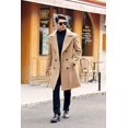 thumbnail image 2 of Bebetter Gemijacka Mens Long Lapel Double Breasted Wool Trench Coat Smart Business Winter Jacket Overcoat, 2 of 5