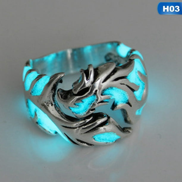 Kaboer KABOER Unique Cool Mens Boys Luminous Dragon Ring Vintage