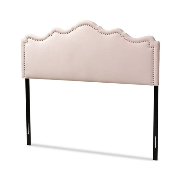 Baxton Studio Nadeen Modern and Contemporary Light Pink Velvet Fabric Upholstered King Size Headboard,Wholesale