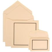 JAM Paper Wedding Invitation Combo Set - 1 Large & 1 Small - Black and Blue Border Set, Ivory Card with Ivory Envelope -100/pack