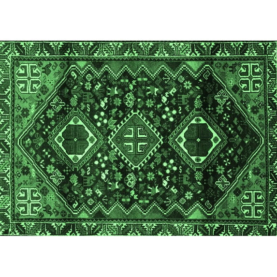 Ahgly Company Indoor Rectangle Persian Emerald Green Traditional Area Rugs, 8' x 12'