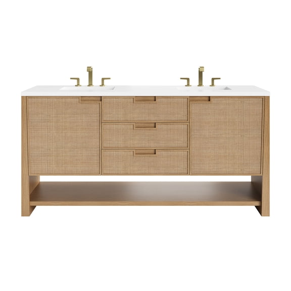 James Martin Vanities D225-V72-SSO-3WZ Solene 72" Free Standing Double Basin Poplar Wood