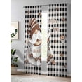 thumbnail image 4 of Coffee Time Sheer Curtains 2 Panels Set Brown Gnome Black Buffalo Plaid Farmhouse Lihgt Filtering Rod Pocket Voile Drape, Semi Sheer Window Curtains for Bedroom Living Room, 52"x108", 4 of 5