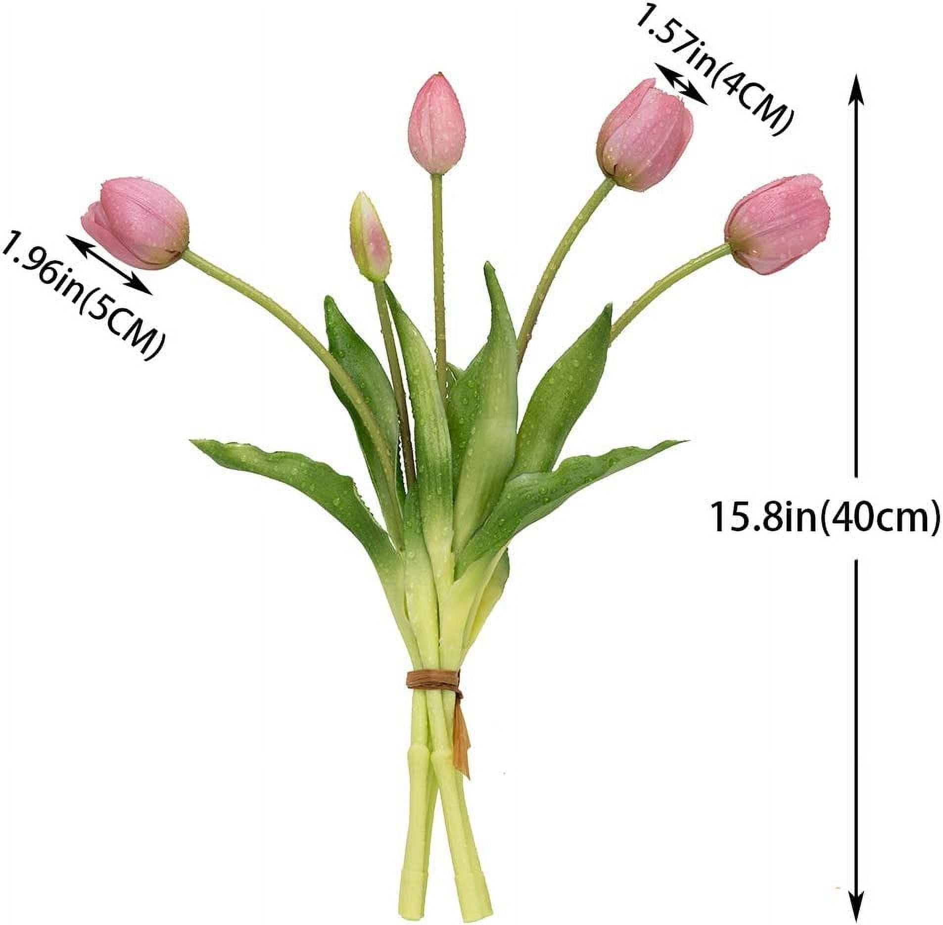 10pcs Artificial Tulips Flowers, Real Touch Latex Bouquet, Fake Tulips for Office Wedding Party Home Kitchen Garden Decoration(Light Pink,10pcs)