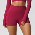 thumbnail image 6 of Women's High Waisted Yoga Shorts with Pockets – 3" High Stretch Tight Athletic Shorts for Running, Workout & Fitness, Side Pocket for Phone, Tummy Control Booty Lift Hot Pink L, 6 of 8