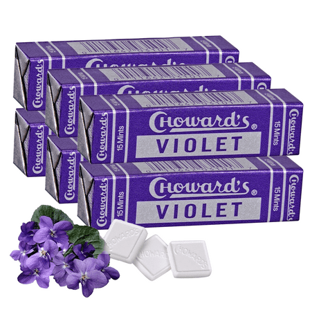 Choward's Violet Mints, Low-Calorie Breath Freshener, Violet Candy (6 pack)