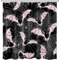 thumbnail image 3 of Scary Halloween Shower Curtain with Hooks,Pink Bat on Black and White Spider Web Horror Shower Curtain for Bathroom 84L X 72W inches Spooky Night Bathroom Curtain Shower Set Bathroom Decoration, 3 of 5
