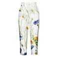 thumbnail image 4 of Sakmal White Womens Capris Comfy Travel Slim Leg Floral High Waisted Cropped Capris with Pockets, 4 of 5