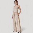 thumbnail image 3 of Women's Cropped Active Tank Top with Built-In Bra and Racerback Design - Medium, Beige, 3 of 6