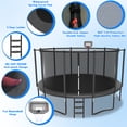 thumbnail image 3 of Cochan 16FT Trampoline with Enclosure for Adults and Kids, Outdoor Heavy Duty Trampoline with Water Sprinkler and Lights, Kids Trampoline with Basketball Hoop, Birthday Gift, 1500LBS Weight Capacity, 3 of 7