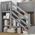 thumbnail image 4 of Bellemave Twin Size Loft Bed with Slide and Ladder, Solid Wood House Loft Bed Frame with Storage Drawers & Shelves, Low Loft Bed with Removable Desk & Bookshelves, No Box Spring Needed, Gray, 4 of 13