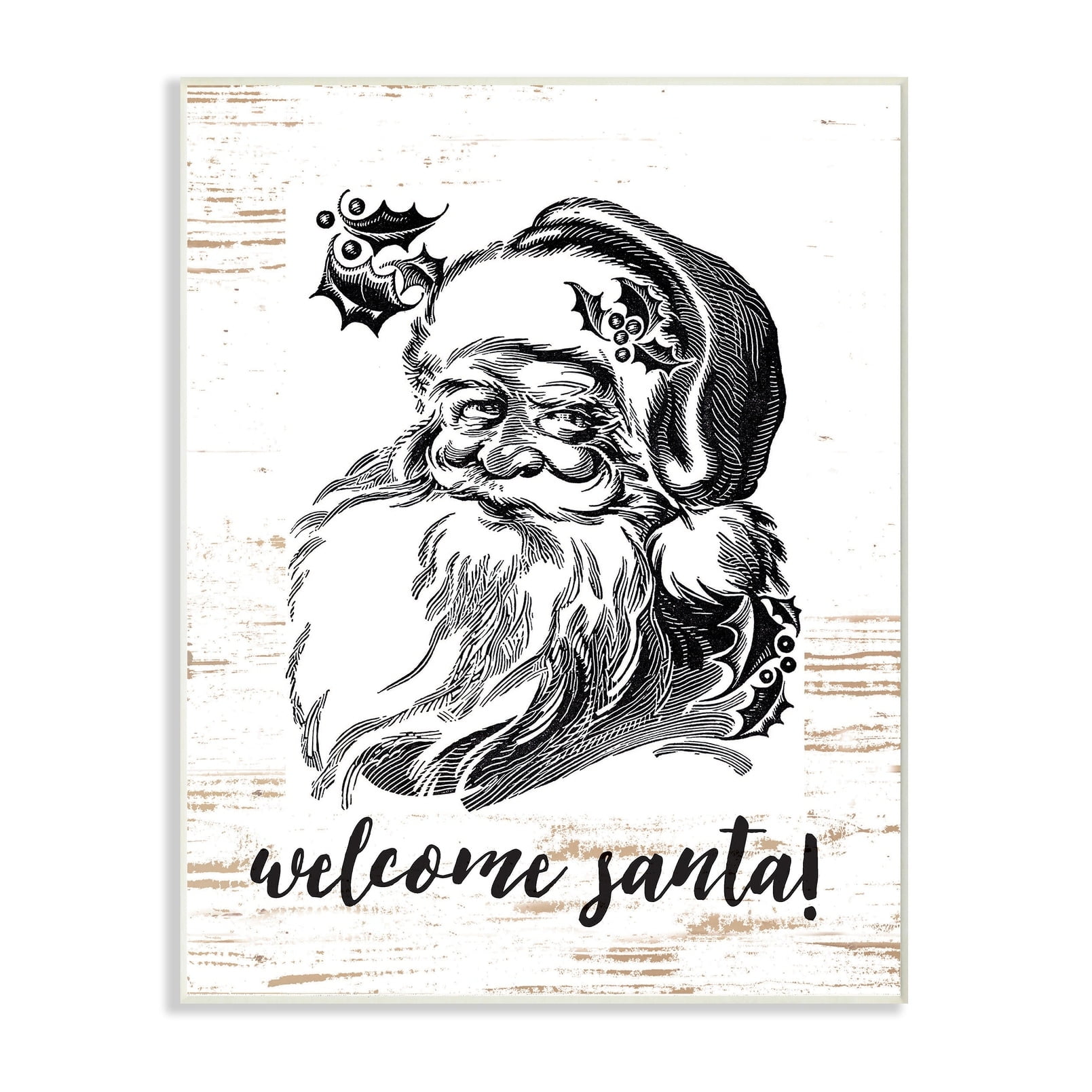 Stupell Christmas Welcome Santa Farmhouse Wall Plaque Art 10 x 15